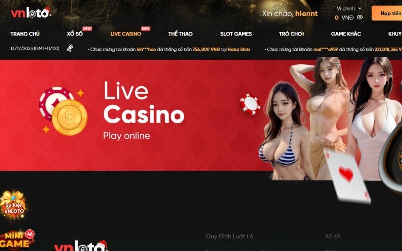 Trò chơi casino tại Vnloto